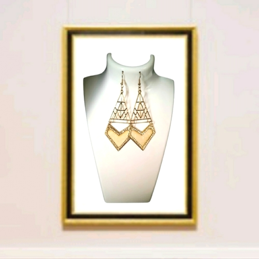 Women's Cream and Gold Earrings